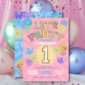 Invitation Lettre Patch Anniversaire Parti Rétro Preppy Hippi