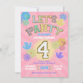Invitation Lettre Patch Anniversaire Parti Rétro Preppy Hippi (Devant)