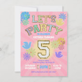 Invitation Lettre Patch Anniversaire Parti Rétro Preppy Hippi (Devant)