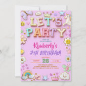 Invitation LETTRE Patchs Preppy Chenille Stickers Anniversair (Devant)