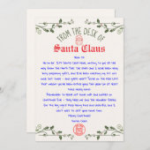 Invitation Lettre Père Noël modifiable Modèle imprimable (Devant / Derrière)