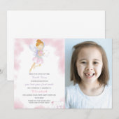 Invitation Lettre poilue rose avec photo (Devant / Derrière)