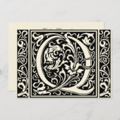 Invitation Lettre Q Monogramme médiéval Art Nouveau (Devant / Derrière)