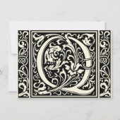 Invitation Lettre Q Monogramme médiéval Art Nouveau (Devant)