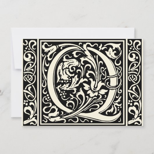 Invitation Lettre Q Monogramme médiéval Art Nouveau (Devant)