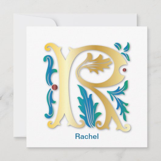 Invitation Lettre R Monogramme Fleur de lis (Devant)