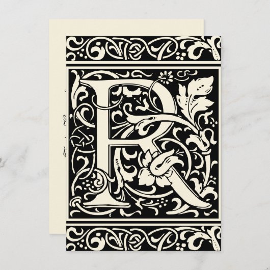 Invitation Lettre R Monogramme médiéval Art Nouveau (Devant / Derrière)