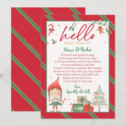 Invitation Lettre retour Elf Bonjour de votre Elf (Devant / Derrière)