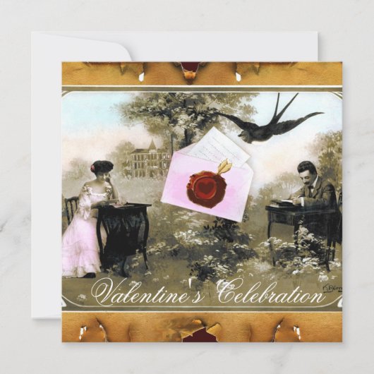 INVITATION LETTRE ROMANTIQUE DE LA SAINT-VALENTIN, MONOGRAMME (Devant)
