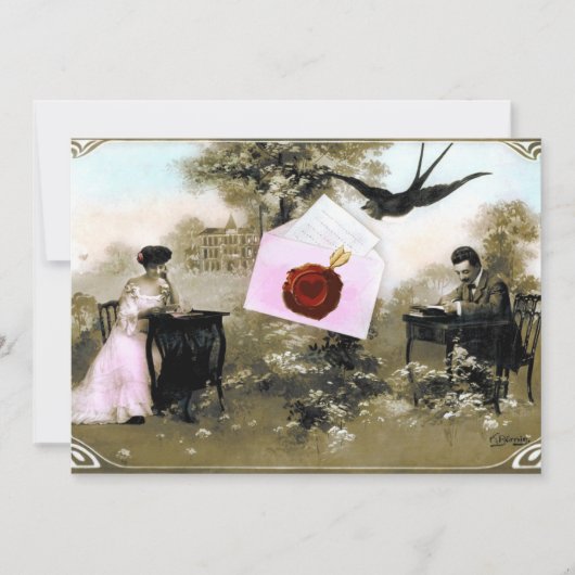 INVITATION LETTRE ROMANTIQUE DE LA SAINT-VALENTIN, MONOGRAMME (Devant)