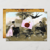 INVITATION LETTRE ROMANTIQUE DE LA SAINT-VALENTIN, MONOGRAMME (Devant / Derrière)