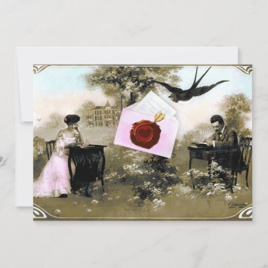INVITATION LETTRE ROMANTIQUE DE LA SAINT-VALENTIN, MONOGRAMME (Devant)