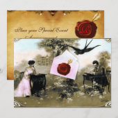 INVITATION LETTRE ROMANTIQUE DE LA SAINT-VALENTIN, MONOGRAMME (Devant / Derrière)