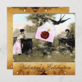 INVITATION LETTRE ROMANTIQUE DE LA SAINT-VALENTIN, MONOGRAMME (Devant / Derrière)