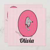 Invitation Lettre rose monogramme O Fête d'anniversaire de l' (Devant / Derrière)