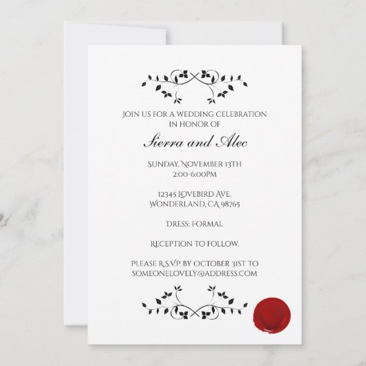 Invitation Lettre rouge démodée de joint de cire (Dos)