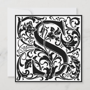 Invitation Lettre S William Morris Floral Alphabet Monogramme