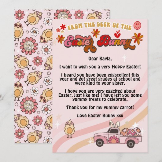 Invitation Lettre super Bunny de Pâques (Devant / Derrière)