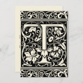 Invitation Lettre T Monogramme médiéval Art Nouveau (Devant / Derrière)