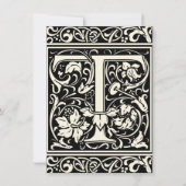 Invitation Lettre T Monogramme Médiéval Art Nouveau (Devant)