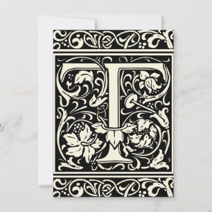 Invitation Lettre T Monogramme Médiéval Art Nouveau