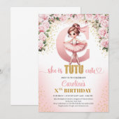 Invitation Lettre tendance C monogramme ballerine fille anniv (Devant / Derrière)