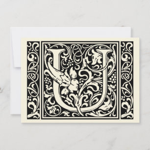 Invitation Lettre U Monogramme Médiéval Art Nouveau
