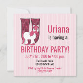 Invitation Lettre Unicorne rose U Parti Anniversaire de enfan (Dos)