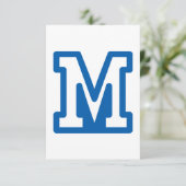 Invitation Lettre universitaire M en monogramme bleu (Debout devant)