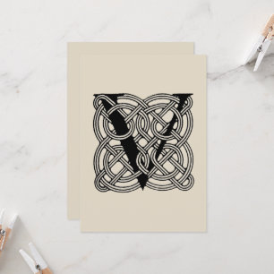 Invitation Lettre V Monogramme Nœud Celtique Vintage
