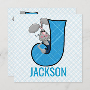 Invitation LETTRE VESTALE BLEUE J Anniversaire de enfant Part