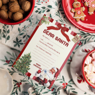 Invitation Lettre vintage à Père Noël Liste de souhaits de No