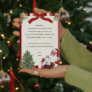 Invitation Lettre vintage du bureau Père Noël rime Noël