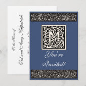 Invitation LETTRE vintage M ART NOUVEAU (Devant / Derrière)