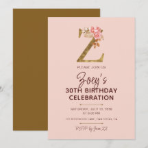 Lettre Z Monogramme Doré Roses Rose Pâle