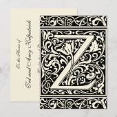Invitation Lettre Z Monogramme médiéval Art Nouveau (Devant / Derrière)