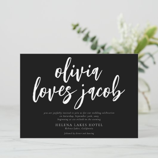 Invitation Lettres à la main moderne Code QR Mariage Décontra (Debout devant)