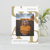 Invitation Lettres audacieuses Classy Photo Graduation Invita (Debout devant)