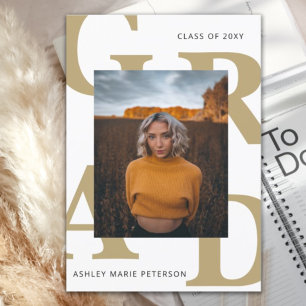 Invitation Lettres audacieuses Classy Photo Graduation Invita