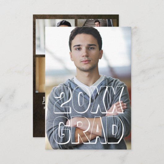 Invitation Lettres bloc Cuir 3x5- Annonce de diplôme (Devant / Derrière)