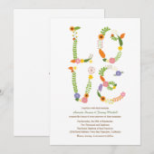 Invitation Lettres d'AMOUR Florale Mariage boisé rustique (Devant / Derrière)