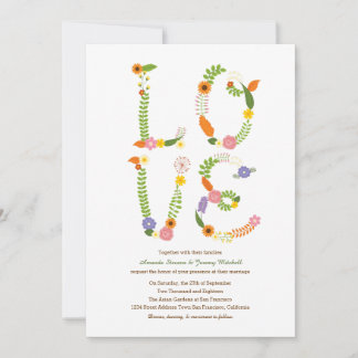 Invitation Lettres d'AMOUR Florale Mariage boisé rustique