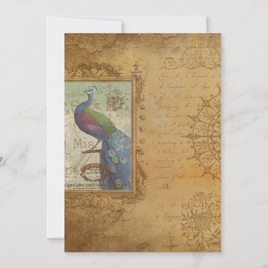 Invitation Lettres d'amour MICRO MARIAGE manuscrit Peacock (Dos)