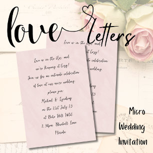 Invitation Lettres d'amour MICRO MARIAGE manuscrit Rose rose