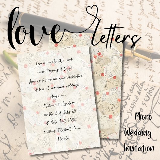 Invitation Lettres d'amour MICRO MARIAGE Romance manuscrite