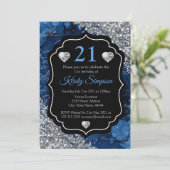 Invitation Lettres de calligraphie de sirène bleue Paillettes (Debout devant)