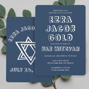 Invitation LETTRES DE DÉTAIL STAR DE DAVID Custom Bar Mitzvah