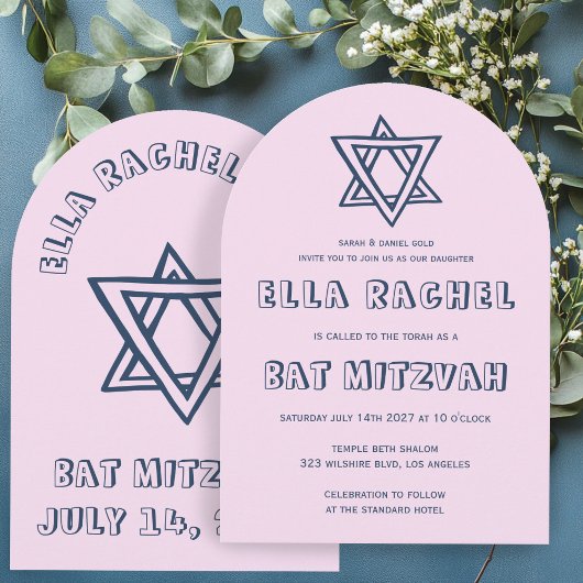 Invitation LETTRES DE DÉTAILS Bat mitzvah personnalisé de l'a