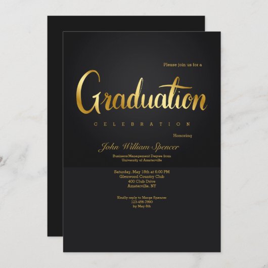 Invitation Lettres de diplôme d'or (Devant / Derrière)