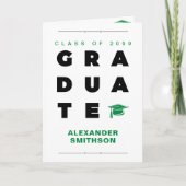 Invitation Lettres de diplômes Gras Vert et Casquette (Devant)